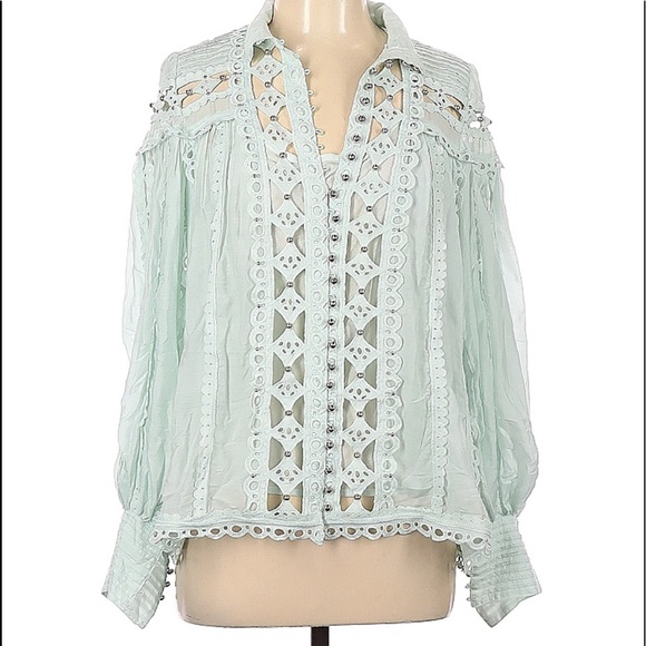 Plunge embroidered Blouse similar to designer style  size L - Picture 3 of 9